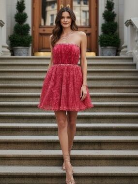 New Hutch Lenzy Mini Dress in a Patterned Pink and Peach Size 2